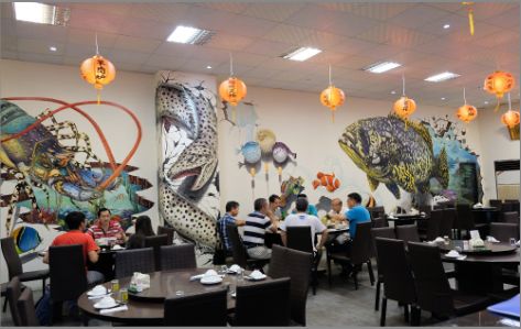 乐清海鲜餐厅墙体彩绘